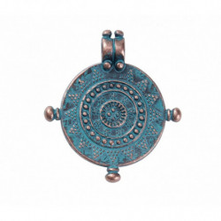 2ks Antique Copper Patina Charms Mariner ' S Travel Compass Round Pendant Copper 24mm