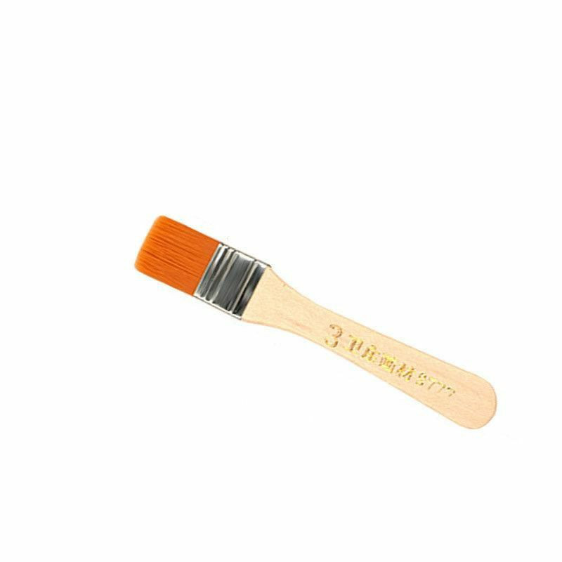 Žlutá - 3 dřevěná rukojeť Nylon Art Oil Painting Brush školní děti kreslení příslušenství 14x2cm 1 kus