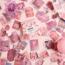 Japonský papír DIY zápisníku Deco samolepky Pink 8.5 cm x 8.5 cm 1 Box (cca 80 ks / Box)