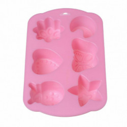 Silikonové pekařské nástroje 6 Kavitace Čokoládová mouka Cake Mould Pink Butterfly Heart Flower Pattern 17cm(6 6/8") x 10.7cm(4