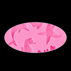 Silikonové pekařské nástroje Cookie Cake Mold Round Pink Marine Animal Pattern 5.8 cm (2 2/8"), 1 kus