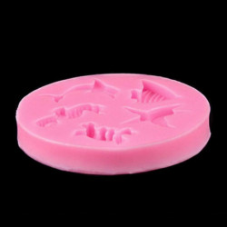 Silikonové pekařské nástroje Cookie Cake Mold Round Pink Marine Animal Pattern 5.8 cm (2 2/8"), 1 kus