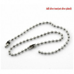 Železná slitina 2.4mm Ball Chain Keychain pro štítek stříbrný tón 12cm(4 6/8") dlouhá, 100 ks