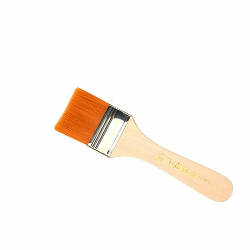 Žlutá - 6 Dřevěná rukojeť Nylon Art Oil Painting Brush School Kids Drawing Supplies 15x4cm 1 ks