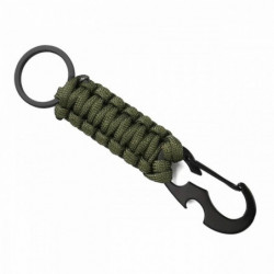 Army Green - Multifunkční venkovní horolezectví Paracord Survival Keychain & Keyring 13.5cm dlouhý, 1 kus