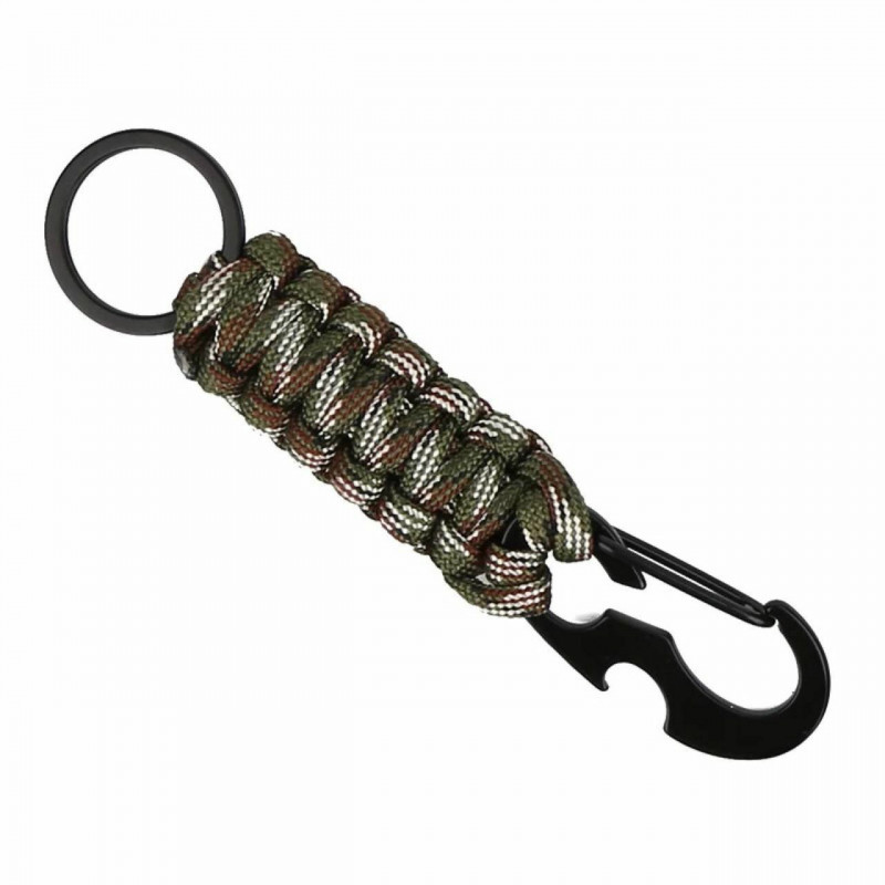 Army Green Camouflage - Multifunkční venkovní horolezectví Paracord Survival Keychain & Keyring 13.5cm dlouhý, 1 kus