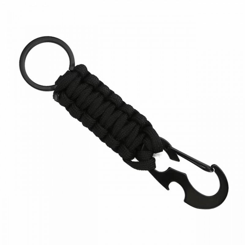 Černá - Multifunkční venkovní horolezectví Paracord Survival Keychain & Keyring 13, 5 cm dlouhá, 1 kus