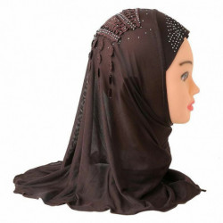 Rayon Krajka muslimské dívky Turban hidžáb s Hot Fix drahokamu pro 2-7 let 1 kus