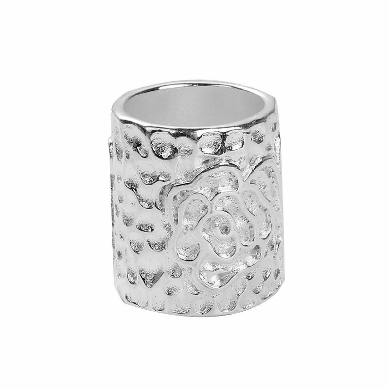 Zinkové slitiny na bázi slitiny pro punčochy Cylinder stříbrný plátěný růžový květinový vzor 23mm( 7/8") x 21mm( 7/8"), 2 ks