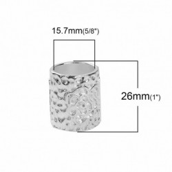 Zinkové slitiny na bázi slitiny pro punčochy Cylinder stříbrný plátěný růžový květinový vzor 23mm( 7/8") x 21mm( 7/8"), 2 ks