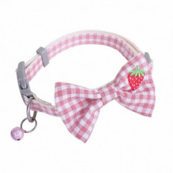 Pink-S Cotton Bowknot Plaid Výšivka Nastavitelný Obojek Se Zvonem Pet Supplies 1 Kus