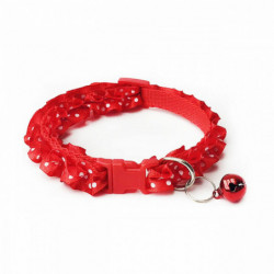 Červený - Polyester Nastavitelný Lace Dot s Bell Dog Collar Pet Supplies 20cm dlouhý - 34cm dlouhý, 1 kus