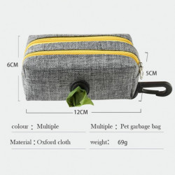 Purple - Tkanina Přenosné Pet Dog Poop Waste Bag Dispenser Dvojitý Zippered Pouch držák s Clasp 12x6x5cm 1 kus