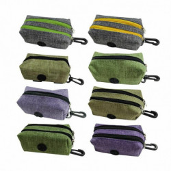 Purple - Tkanina Přenosné Pet Dog Poop Waste Bag Dispenser Dvojitý Zippered Pouch držák s Clasp 12x6x5cm 1 kus