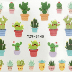 PVC Nail Art samolepky dekorace Cactus Multicolor 6cm x 5cm 1 list