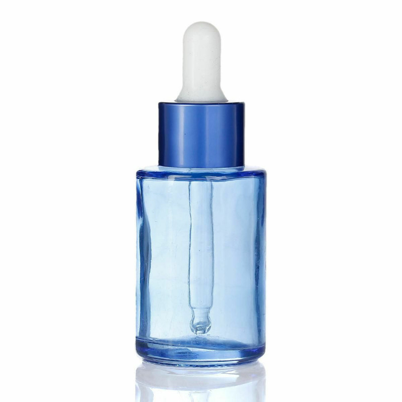 30ml Sklo Make Up Essential Oil Dropper Prázdná láhev Kosmetická transparentní modrá 9, 2cm(3 5/8") x 3, 7cm(1 4/8"), 1 kus