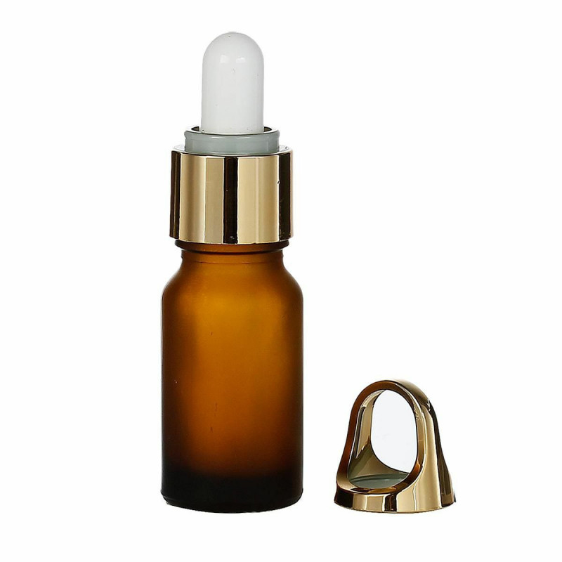 10ml Sklo Make Up Essential Oil Dropper Prázdná láhev Kosmetická zmrazená zlata Plátěná káva Lid 8, 4cm(3 2/8") x 2, 5cm(1"), 1