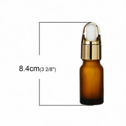 10ml Sklo Make Up Essential Oil Dropper Prázdná láhev Kosmetická zmrazená zlata Plátěná káva Lid 8, 4cm(3 2/8") x 2, 5cm(1"), 1