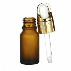 10ml Sklo Make Up Essential Oil Dropper Prázdná láhev Kosmetická zmrazená zlata Plátěná káva Lid 8, 4cm(3 2/8") x 2, 5cm(1"), 1