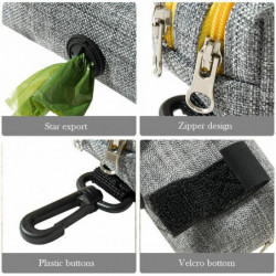 Šedý a žlutý - Tkanina Přenosné Zvířecí pes Poop Waste Bag Dispenser Double Zippered Pouch Držák s Clasp 12x6x5cm 1 kus