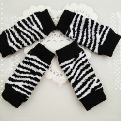 Černá - L Zebra Pattern Cotton Knitted Anti-Dirty Ochranný Kolenní Sleeve Pro Psi Kočičí Zvířecí Příslušenství, 1 Set 4 ks/Set