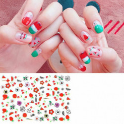 PVC Nail Art Stickers Dekorace Meloun Ovoce Cherry Multicolor 1 List