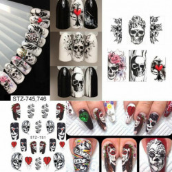 Vodní přenos Nail Art samolepky dekorace lebka Halloween pavučina Vícebarevná 1 sada (25 ks / sada)