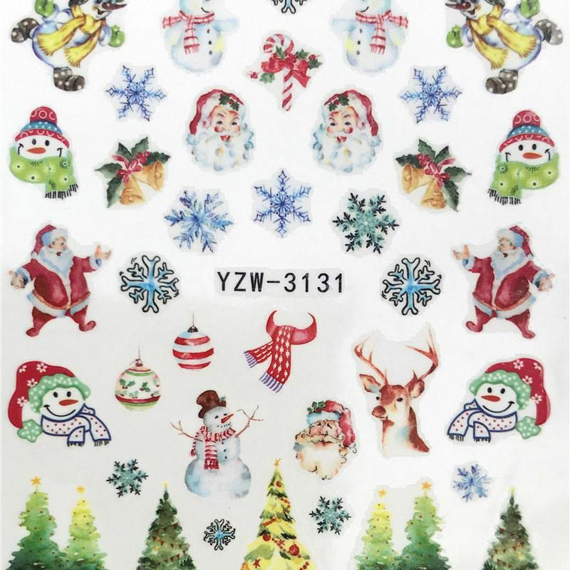 PVC Nail Art Stickers Dekorace Vánoční Santa Claus Vánoční sněhová vločka Multicolor 6cm x 5cm 1 List SH007862