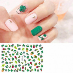 PVC Nail Art Stickers Dekorace Kaktus zelený 1 list