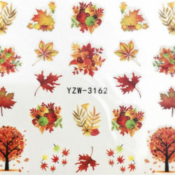 PVC Nail Art samolepky dekorace Maple Leaf Multicolor 6cm x 5cm 1 list