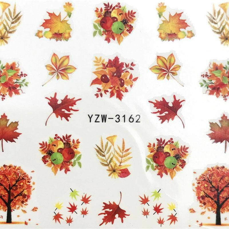 PVC Nail Art samolepky dekorace Maple Leaf Multicolor 6cm x 5cm 1 list