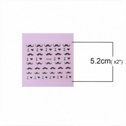 PET 3D Nail Art samolepky dekorace DIY Craft knír srdce Černá 63mm (2 4/8") x 52mm (2"), 1 list