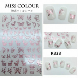 Pink-3D vodoznak slider nail stickers nail art decal water transfer flower bronzing butterfly dekorace manikúra watermark leaf