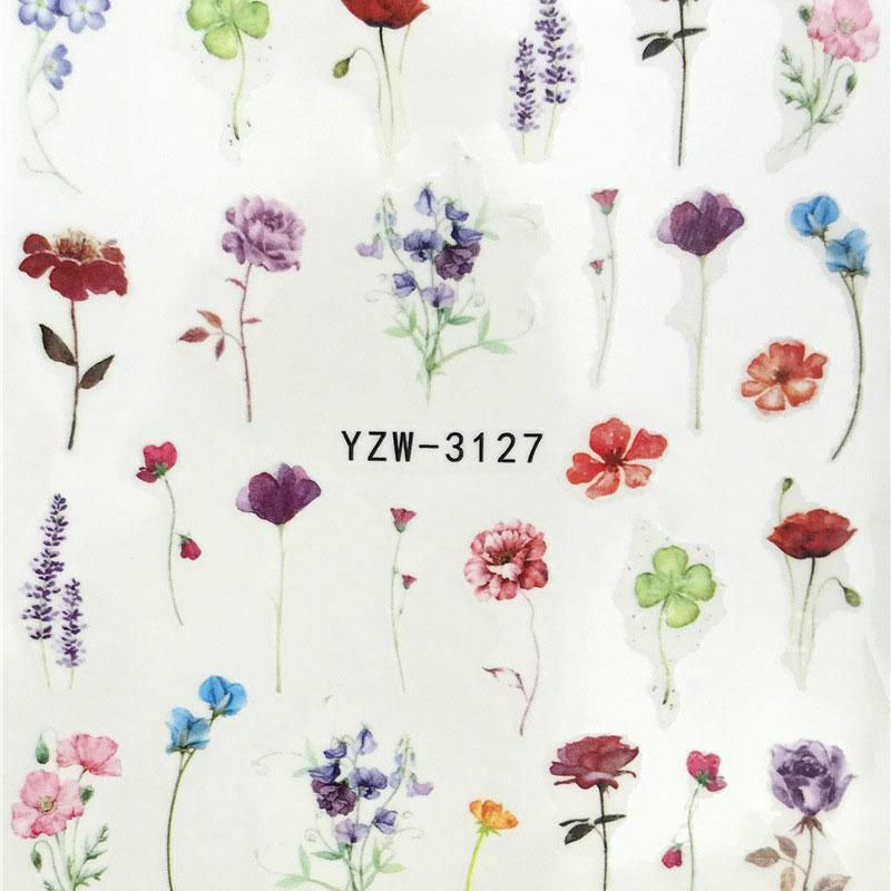 PVC Nail Art samolepky dekorace Flower Multicolor 6cm x 5cm 1 list