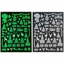 Glow In The Dark Luminous Nail Art Stickers Dekorace Vánoční bílá 10cm x 8cm 1 kus