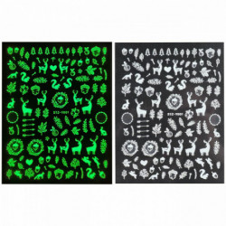 Glow In The Dark Luminous Nail Art Stickers Dekorace Vánoční bílá 10cm x 8cm 1 kus