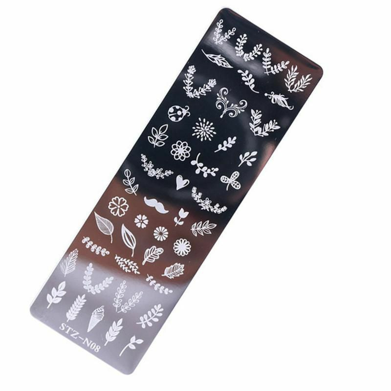 Ocel Nail Art Stencil ražení obrazu desky obdélník list stříbrný tón 1 kus SH042961