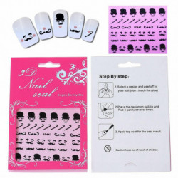 PET 3D Nail Art samolepky dekorace DIY Craft pánové knír černý 63mm (2 4/8") x 52mm (2"), 1 list B70539