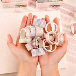 Růžová - 6 ks / Box Retro síť Cute dekorativní lepidlo Washi pásky Sticker DIY Scrapbooking denní stolní 20mm 15mm 10mm 5mm 1