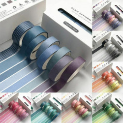 Brown-8ks / Box Retro Grid jednobarevné základní dekorace Washi Tape Set DIY zápisníku roztomilý nálepka Kawaii maskovací páska