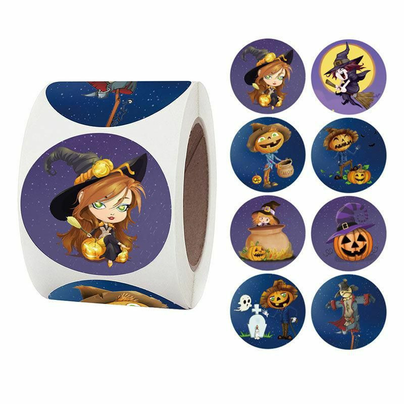 Vícebarevná-3  Halloween Art Paper DIY zápisníku samolepky dekorace 3.8 cm Dia., 1 role