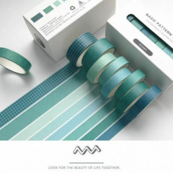 Gray-8ks / Box Retro Grid jednobarevné základní dekorace Washi Tape Set DIY zápisníku roztomilý nálepka Kawaii maskovací páska