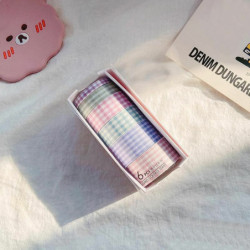 Multicolor-6ks / Box Retro Grid roztomilé dekorativní lepidlo Washi Tape Sticker DIY Scrapbooking deník papírnictví 20mm 15mm