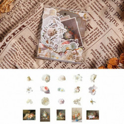 Multicolor - Kreativní Květiny Japonský Papír DIY Scrapbook Stickers 10.5x9cm 1 kus