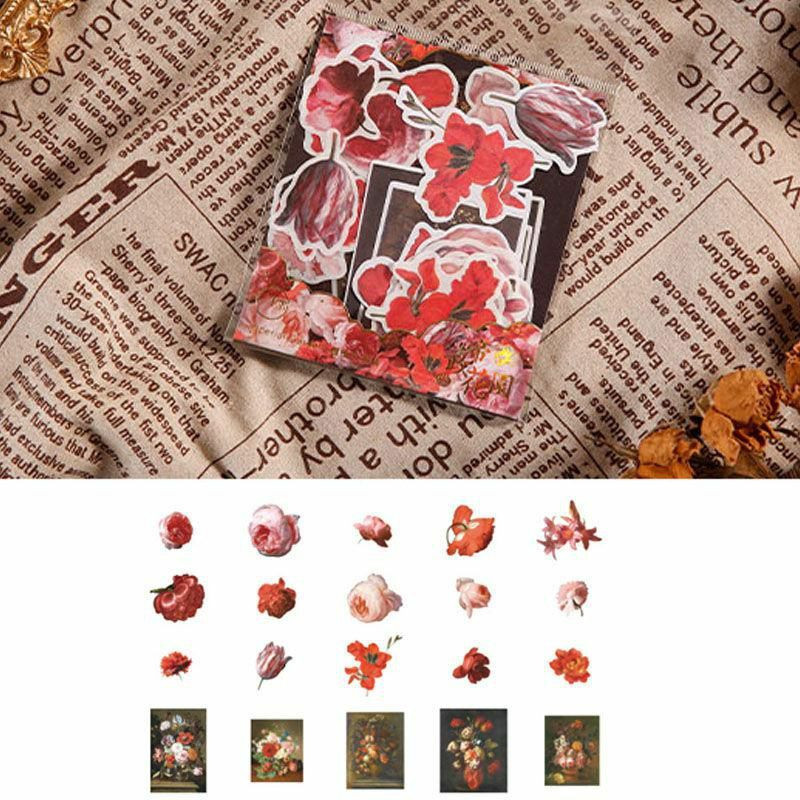 Multicolor - Kreativní Květiny Japonský Papír DIY Scrapbook Stickers 10.5x9cm 1 kus