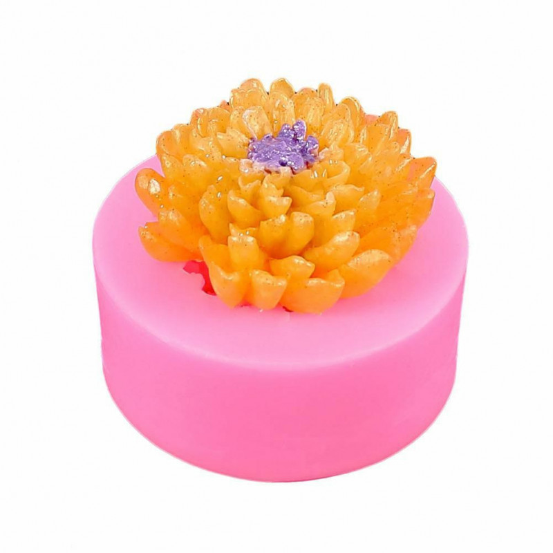 Růžový - 3D Chrysanthemum Květina Potravinářská třída Silikonové pečivo Praktické čokoládové cukroví Jelly Mould Pečení