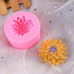 Růžový - 3D Chrysanthemum Květina Potravinářská třída Silikonové pečivo Praktické čokoládové cukroví Jelly Mould Pečení