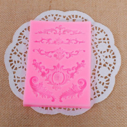 Potravinářský silikonový Fondant dort Sugarcraft Clay Mold obdélník růžová krajka vzor 11, 5 cm (4 4/8") x 8, 3 cm (3 2/8"), 1