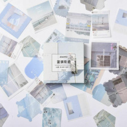 Japonský papír DIY Scrapbook Deco Stickers Blue 8.5cm x 8.5cm 1 Box (přibližně 80 ks / krabička)