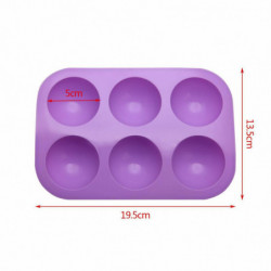 Purpurová - 3D Hemisférická silikonová mouka 6 otvorů potravinářská třída Pečení mouky Praktická čokoláda Candy Jelly Mould